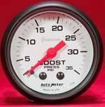 Autometer phantom series-boost gauge 2-1/16" mechanical 35 psi 2-1/16 5704