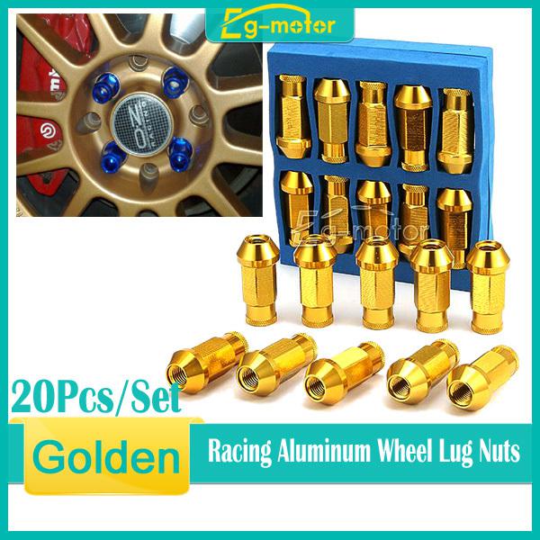 20x golden m12x 1.5mm car racing wheel lug nuts aluminum for honda toyota ford