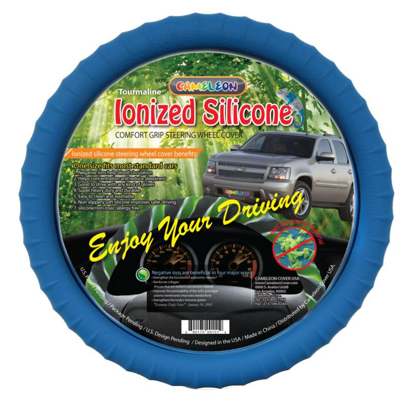Cameleon silicone car steering wheel cover-blue better than leather ionized new!