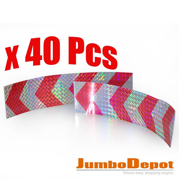 40 pcs red and silver reflective sticker tape strips universal for car truck suv