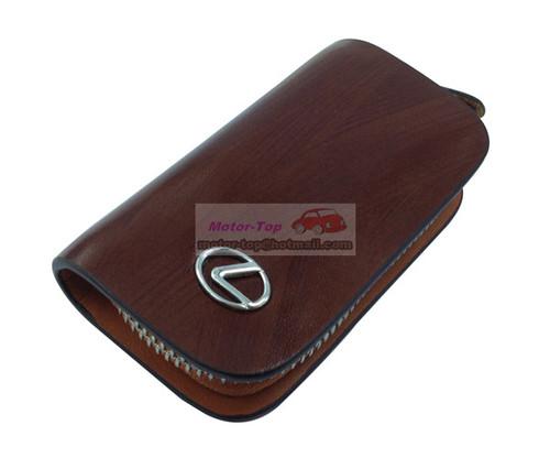 Brown cattle cow leather cover remote key case bag 