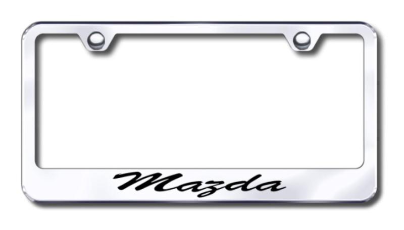 Mazda script  engraved chrome license plate frame made in usa genuine