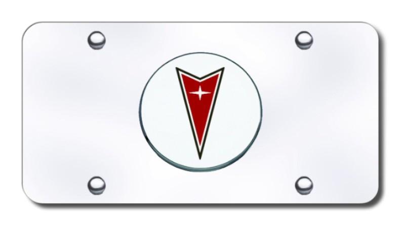 Gm pontiac logo chrome on chrome license plate made in usa genuine