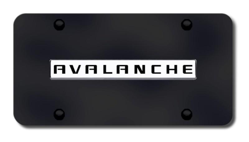 Gm avalanche name chrome on black license plate made in usa genuine