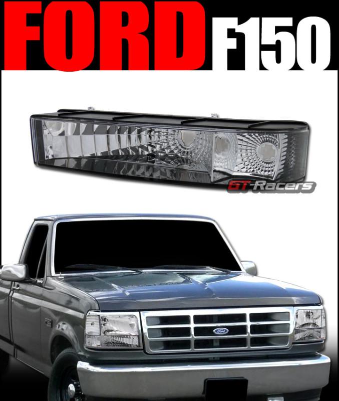 Black signal parking bumper lights lamps dy 1992-1996/1997 ford f150 f250 bronco