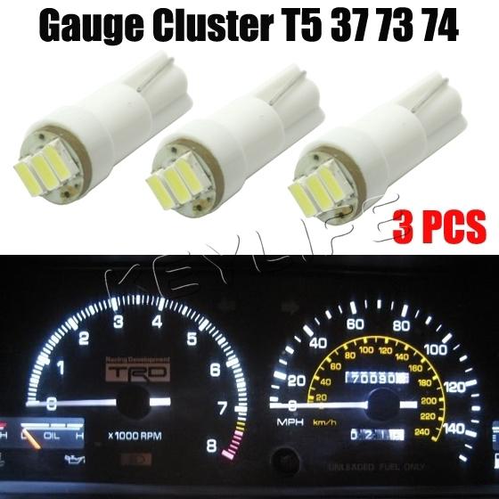 3x t5 3 smd 3528 led gauge cluster key ring sunvisor shifter light bulb white