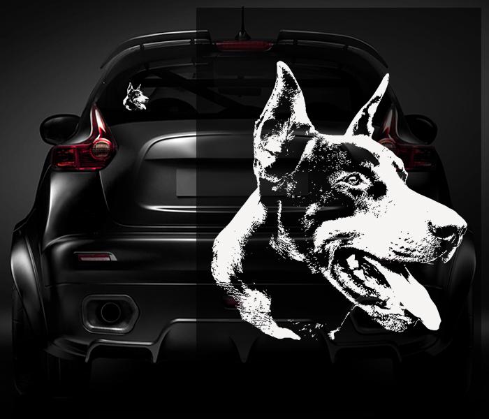 Doberman pinscher dog decal 5"x4.5" white sign car vinyl window sticker u5ab