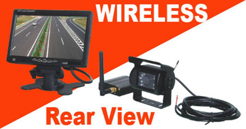 Wireless reverse backup rear view with ir 1/3" ccd waterproof camera  7" tft lcd