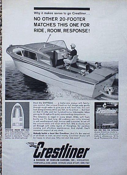 1962 crestliner empress boat cruiser original old ad  cmy store   5+= free ship