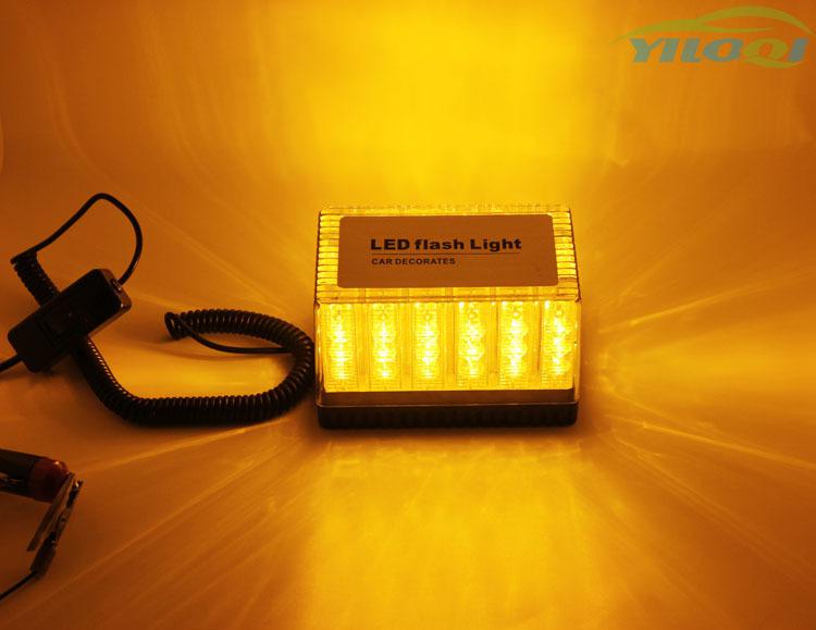 48 led amber light waterproof magnets auto carstrobe  emergency flash lights 