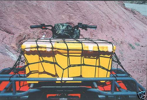 Cargo nets for atv racks stretches to 30" by 60" with vinyl dipped hooks . . qps