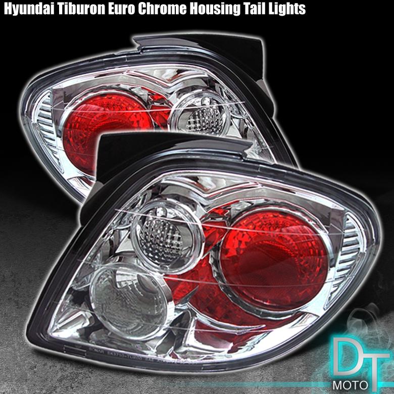 Fits 00-02 tiburon chrome housing altezza tail brake lights lamps left+right set