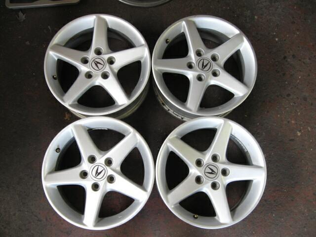 Set of (4) 16x6.5 acura rsx, factory alloy oem wheels & center caps