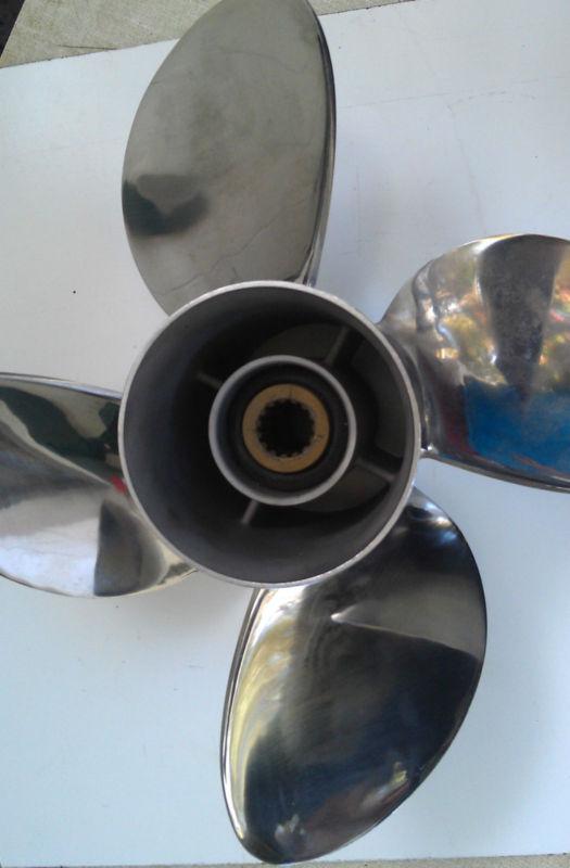 4 blade stainless solas 14 1/8 x 19 pitch boat propeller - left hand turning