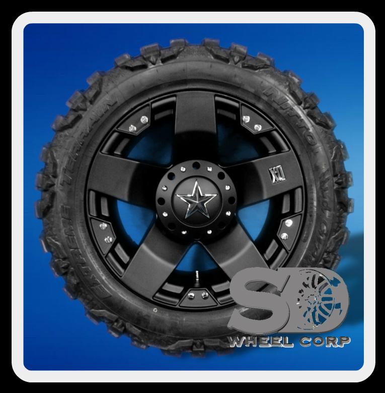 20" xd rockstar matte black with 33x12.50x20 nitto mud grappler mt wheels rims 