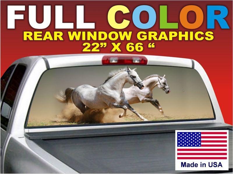 -horses- 66"x22" sign rear window graphic decal tint dodge ford chevy truck car