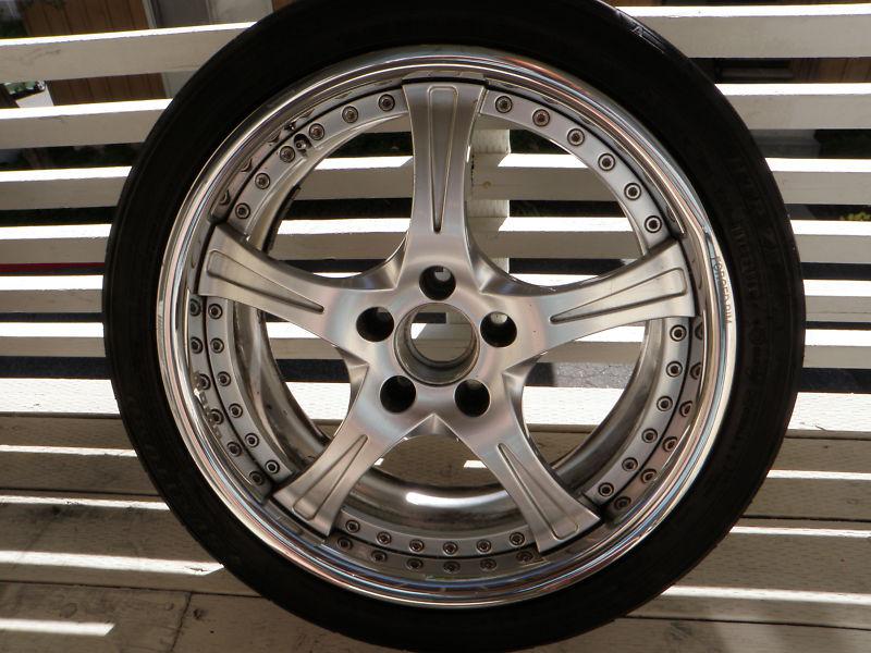 Pair of momo fxl-2 18" x 8" 2-piece alloy wheels/tires audi a4/s4 etc.