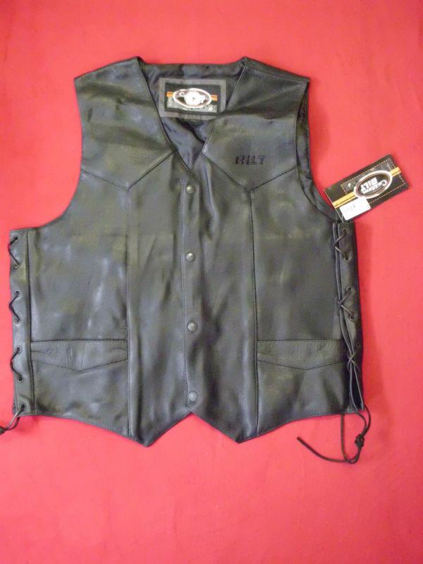 Bilt old skool lace motorcycle vest black size 3xl xxxl bll17-bz-3x