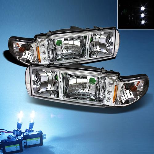 8000k xenon hid+91-96 chevy caprice impala 2in1 led headlights w/built in corner