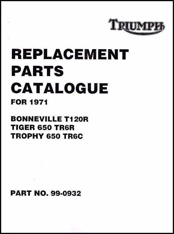 1971 triumph 650 bonneville tiger trophy t120 tr6 tr6c parts book  pn# 99-0932