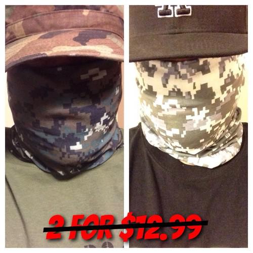 2 for 1 digital camo tube face mask motorcycle biker bandana neck warmer