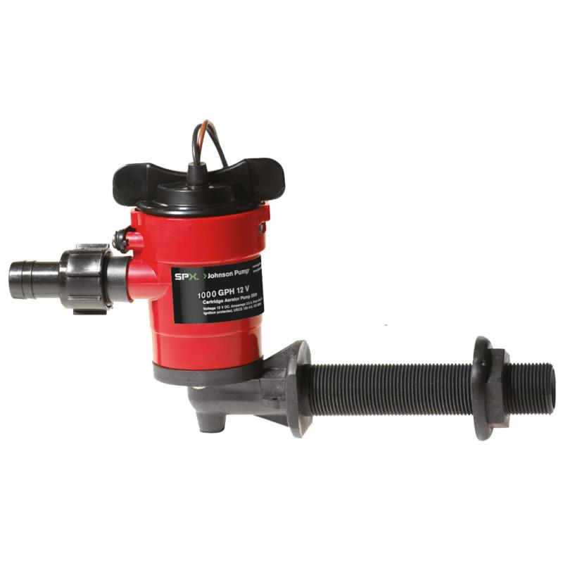 Johnson pump cartridge aerator 1000 gph 90 degree intake - 12v 38103