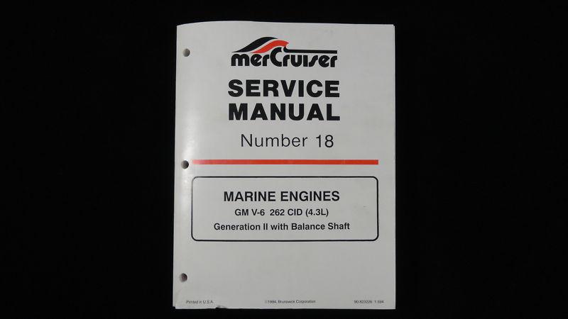 Original factory mercruiser service manual for 4.3l (262 cid) engines