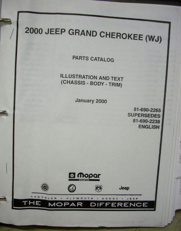 2000 jeep grand cherokee dealer dealership parts book manual catalog