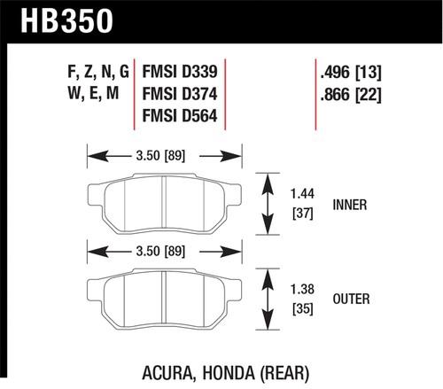 Hawk performance hb350f.496 disc brake pad