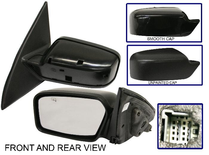 Kool-vue fusion 06-11 side mirror left driver, power, 2 caps (smooth & textured)