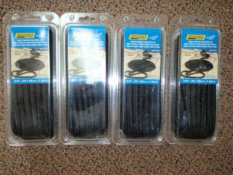 Double braid dock line  3/8" x 25ft seachoice 40321 black 4pac boating rope sale