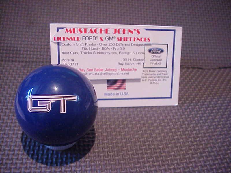 Ford mustang  gt, engraved,   licenced shift knob , blue 