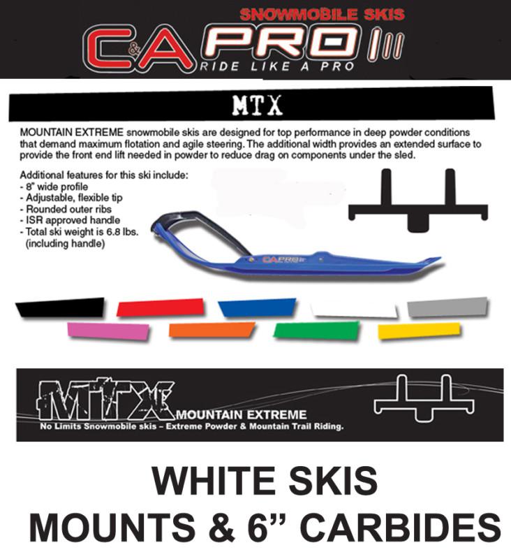 C&a pro mtx extreme white skis, mnts, 6" carbides ski-doo 2003 & older dsa