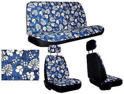 Blue white black hawaiian low back bucket car auto suv interior seat covers #a