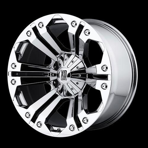 18" x 9" xd monster chrome rims & 295-70-18 nitto trail grappler mt wheels tires
