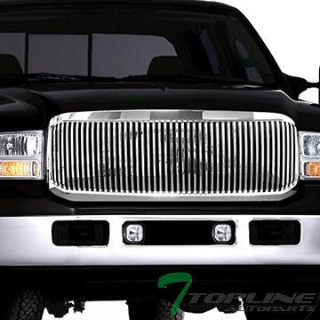 Chrome vertical front hood bumper grill grille 05-07 ford f250 f350 sd/excursion