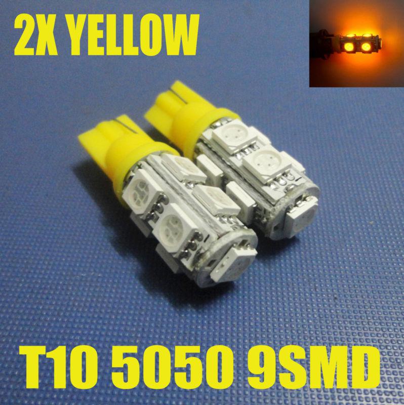 Ob 2x yellow 9-smd led t10 175 168 194 927 w5w 516 901 backup lamps bulbs #ob29
