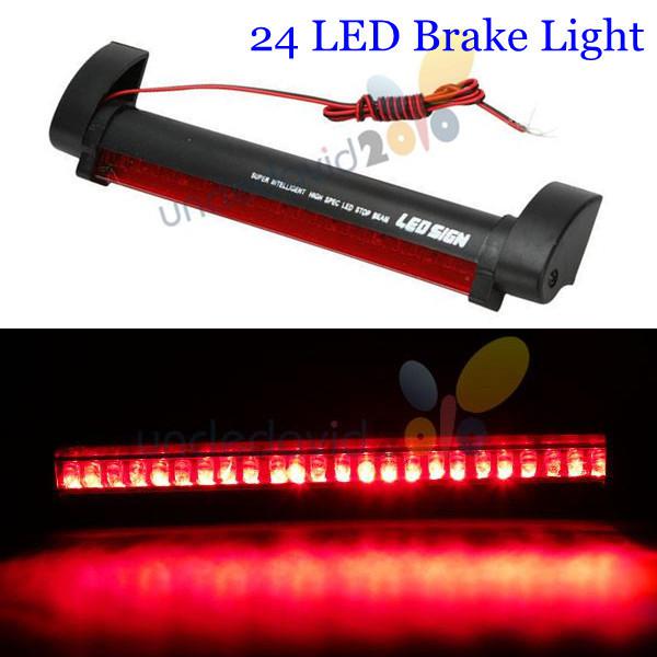 Dc 12v universal car red 24 led third brake light bar tail lamp self adhesive