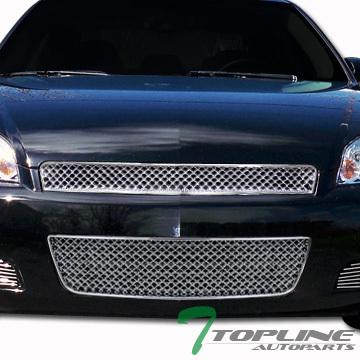 Chrome sport mesh front hood upper+lower grill grille 2p abs 06-09 chevy impala