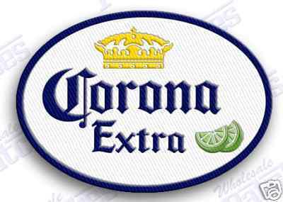 Corona extra beer  iron on embroidery patch - 2.3 x 1.7 - beer lime mexico