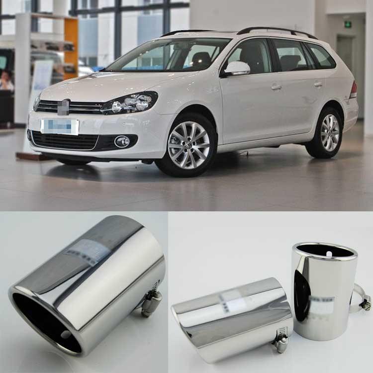 Dual new inlet t304 stainless steel exhaust muffler tips for vw golf variant