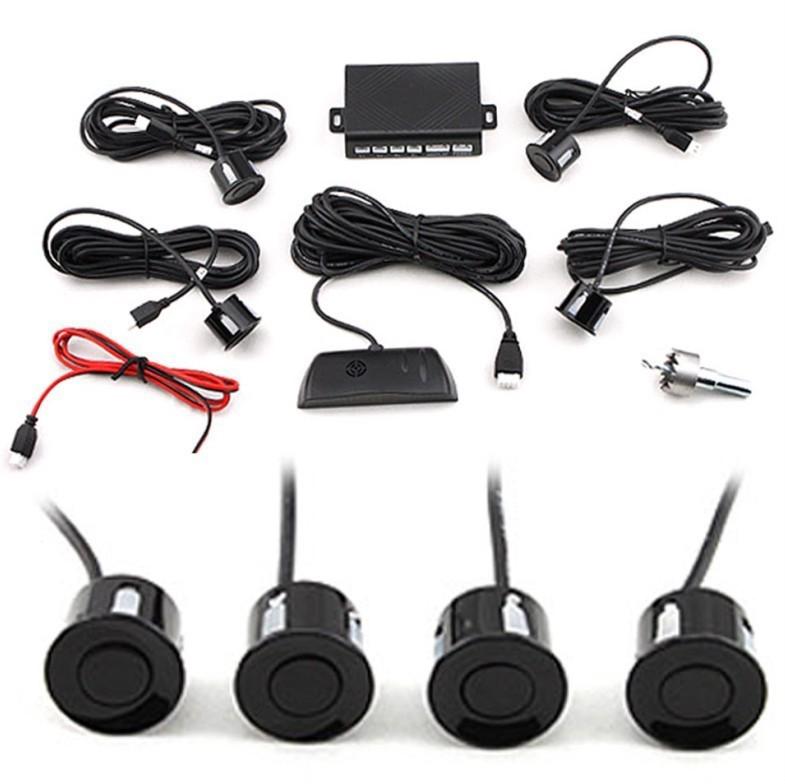 4 parking sensors car reverse backup rear radar system kit sound alert alarm bk