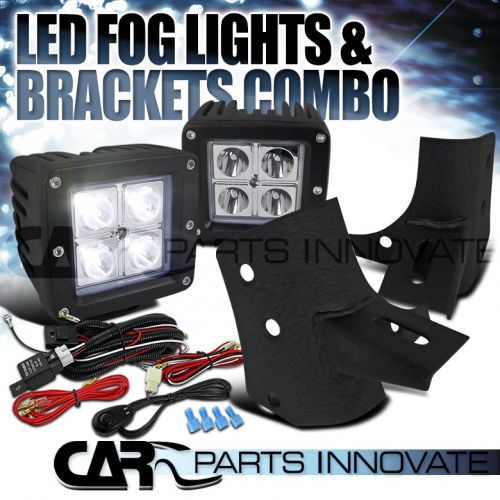 97-06 wrangler tj spot beam led fog driving lights+mounting brackets+wiring