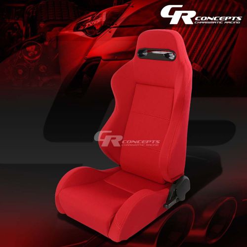Pair type-r red reclinable sports racing seats+mounting slider driver left side