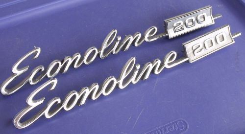 Ford econoline 200 van emblems pair fomoco oem lh rh badge 68-74? vtg chrome