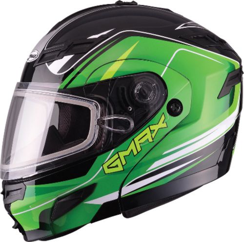 Gmax gm54s modular snowmobile helmet terrain black/green - 7 sizes