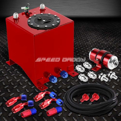 2.5 gallon aluminum fuel cell tank+cap+feed line kit+30 micron inline filter red