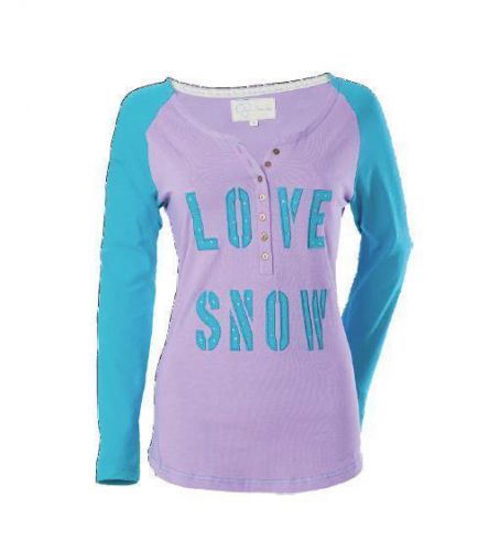 Divas snowgear love snow henley long sleeve womens shirt purple xxxxl 4xl 97393