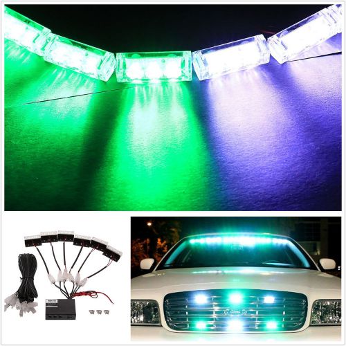 Super bright 18led green&amp;white emergency strobe car dash grille deck flash light