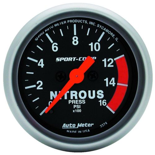 Auto meter 3374 sport-comp; electric nitrous pressure gauge
